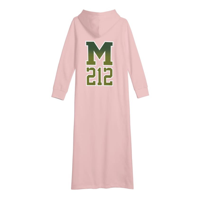 Robe longue Rose à capuche Dima Maghrib Calligraphie Arabe