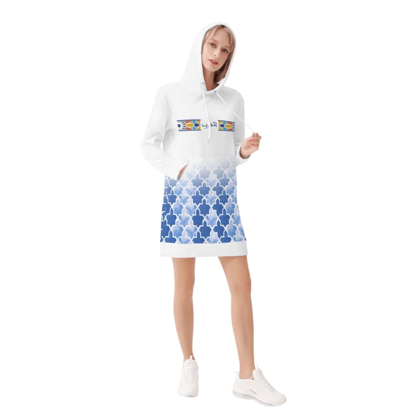 Robe sweat à capuche Blanche Fragzellige pour femme