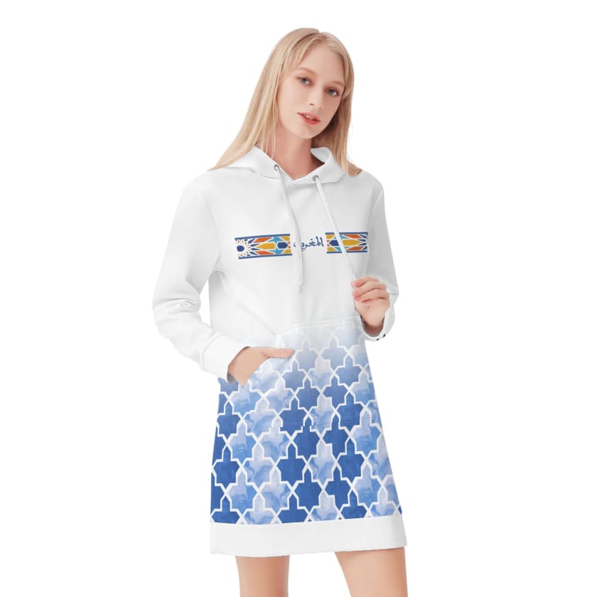 Robe sweat à capuche Blanche Fragzellige pour femme