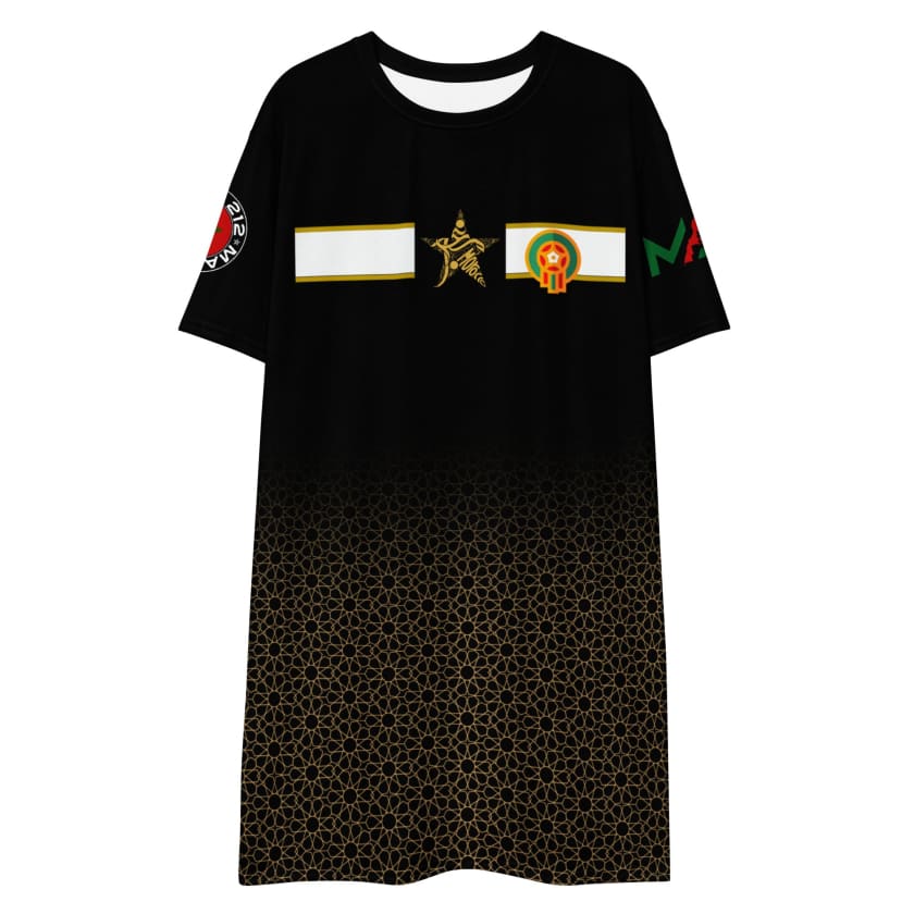 Robe T-shirt Maillot Maroc Noir Gold Collection Mosaïque