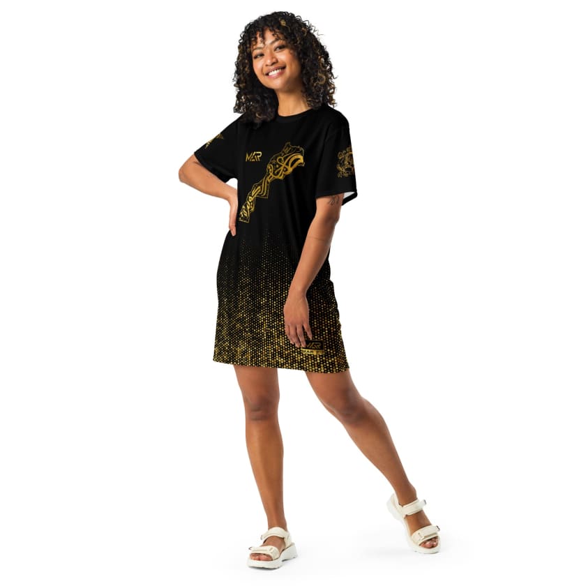 Robe T-shirt Maroc Carte Géo Complète Édition Full Gold