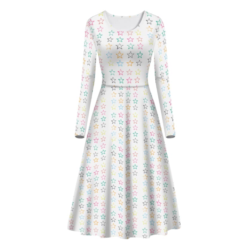 Robes longues fluides à manches longues stars