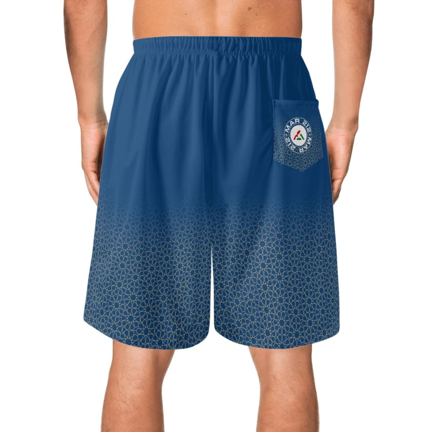 Short de plage hawaïen léger Bleu Collection Mosaïque