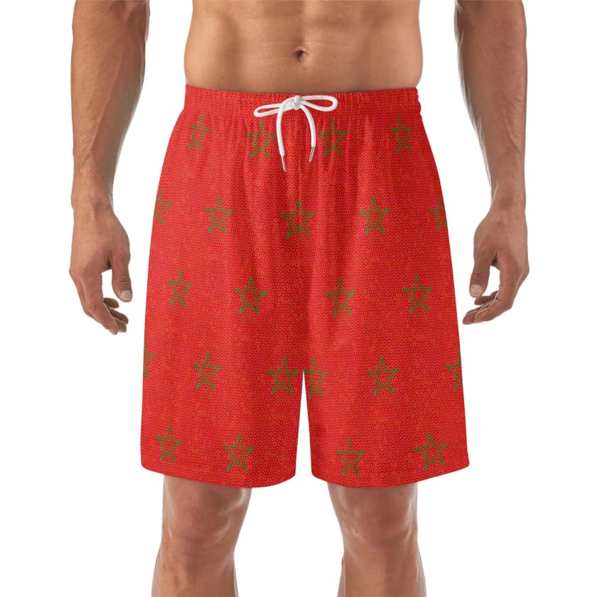 Short de plage MorocoStar hawaïen léger pour hommes