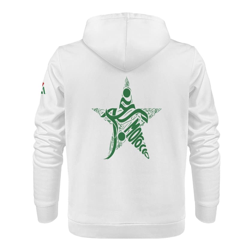 Sweat à capuche Blanc Almaghrib Calligraphie Marocaine