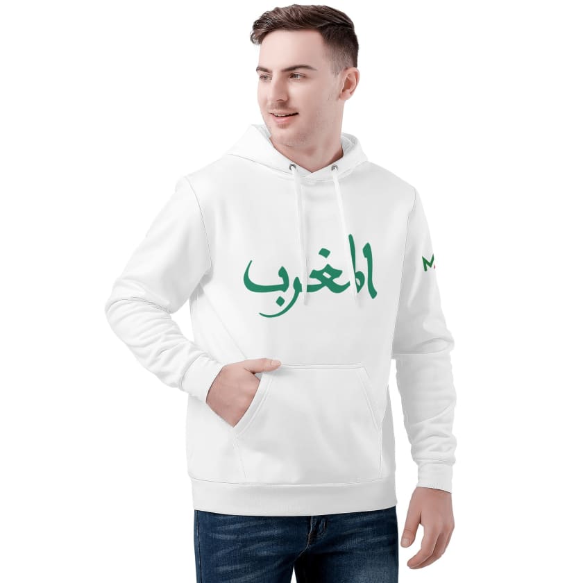 Sweat à capuche Blanc Almaghrib Calligraphie Marocaine