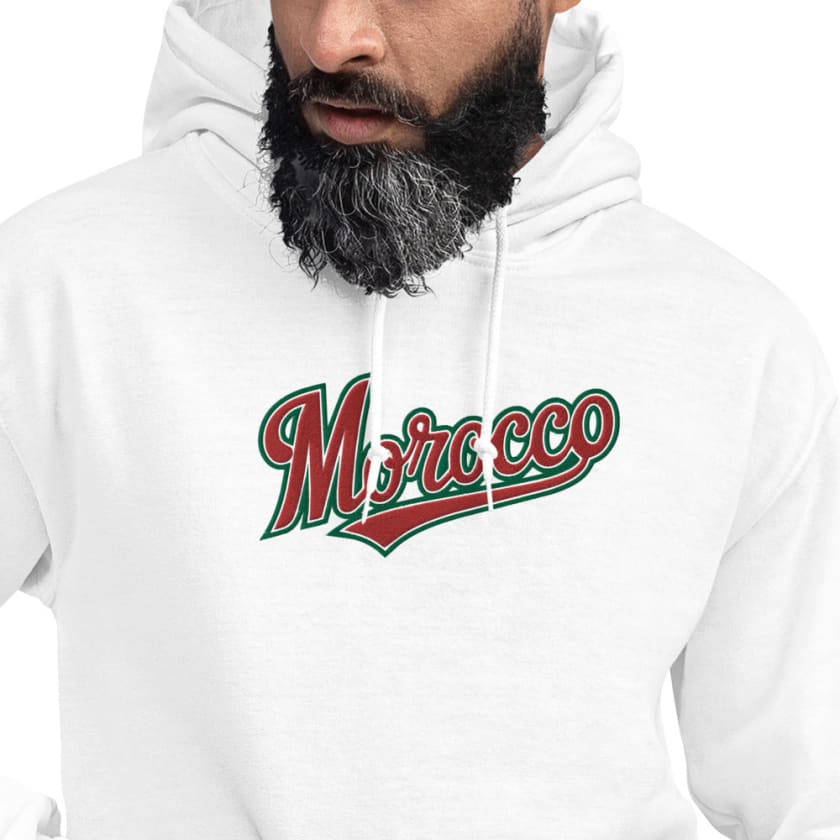 Sweat à capuche Blanc Morocco brodé MAR