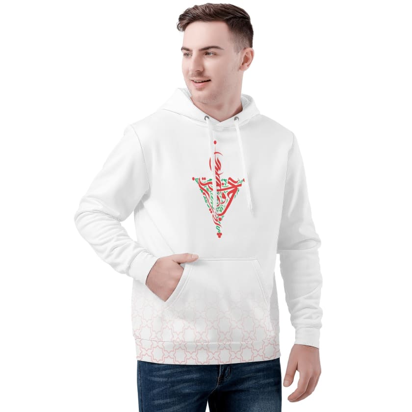 Sweat à capuche Blanc سبوعة ورجالة Calligraphie Arabe