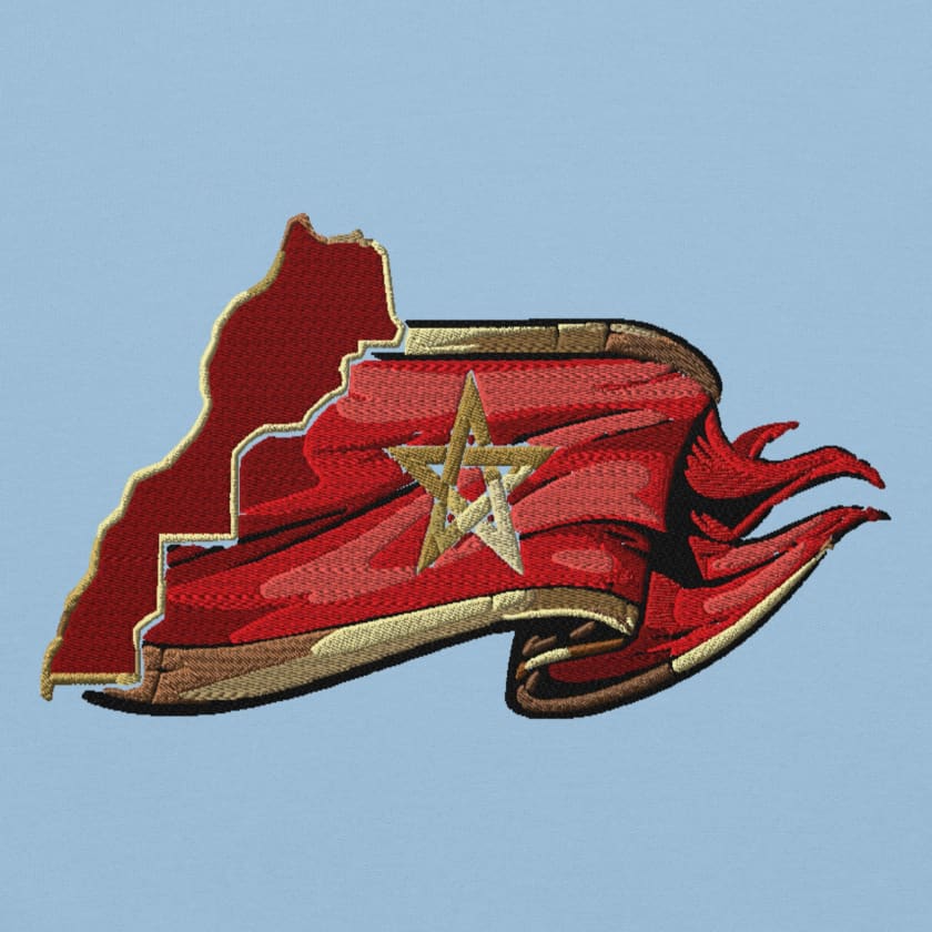 Sweat à capuche Carte drapeau Morocco design Brodé