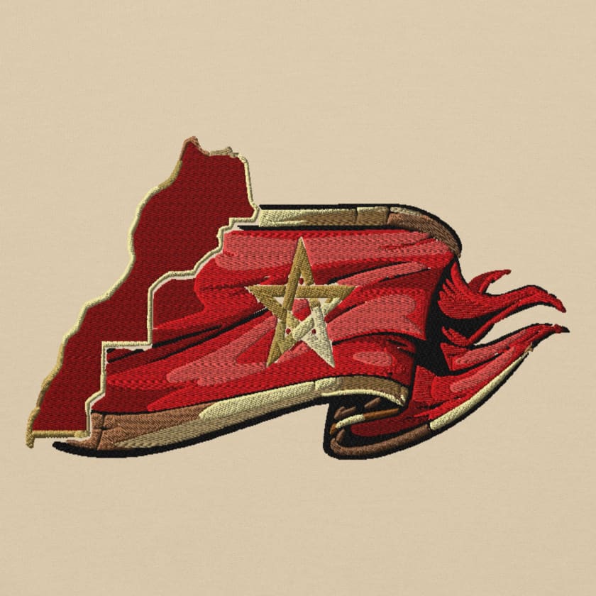 Sweat à capuche Carte drapeau Morocco design Brodé