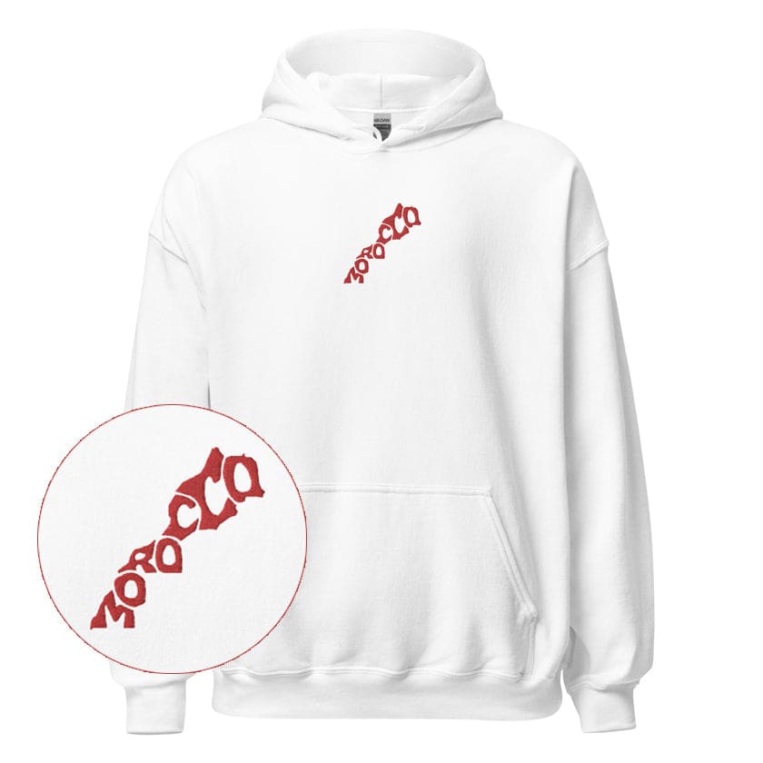 Sweat à capuche Carte Géo Morocco rouge Brodé