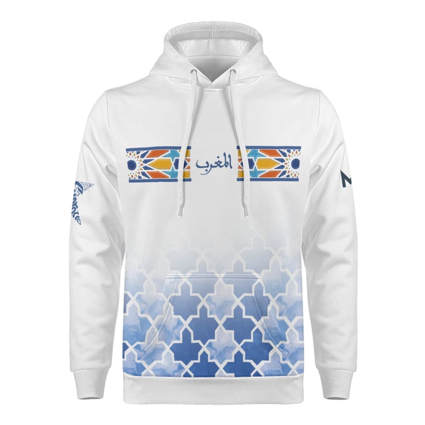 Sweat à capuche Maillot Maroc Blanc supporter Luxe Dima