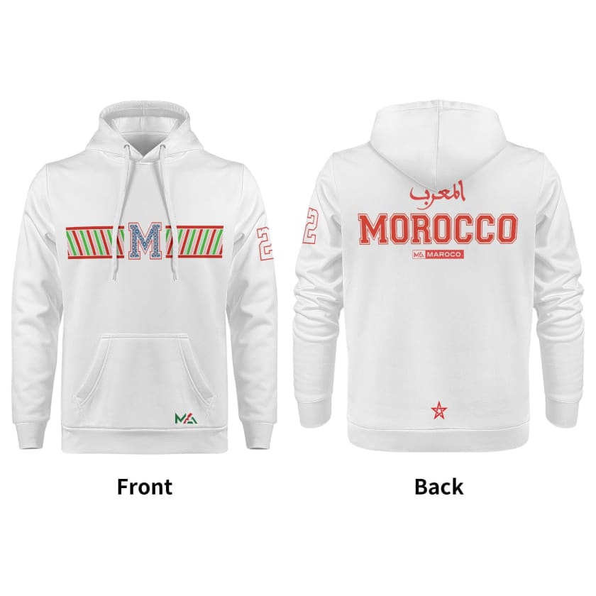 Sweat à capuche Maillot Maroc foot suporter Marocain fier