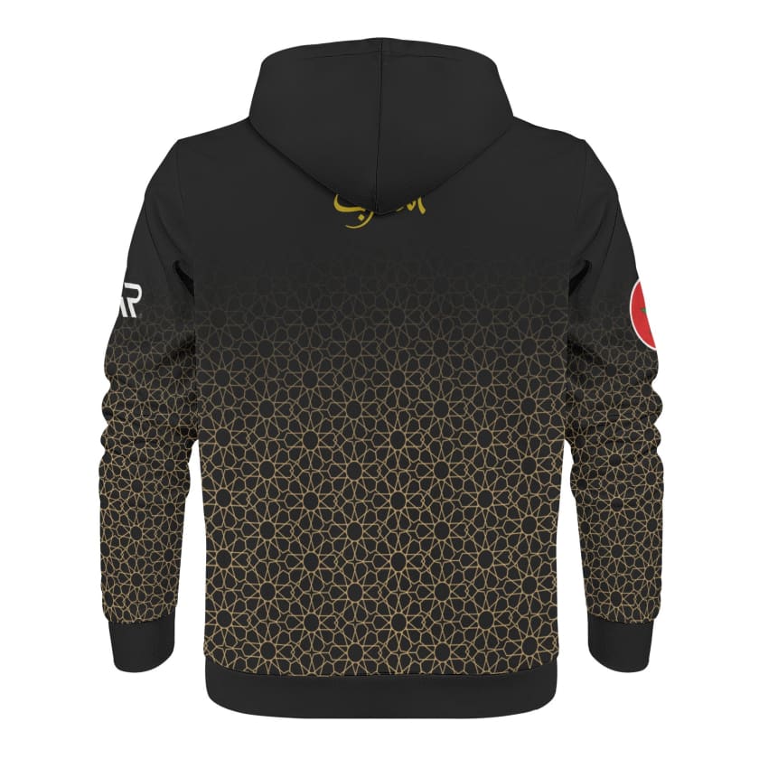 Sweat à capuche Maillot Maroc Gold Noir TFTMOROCCO