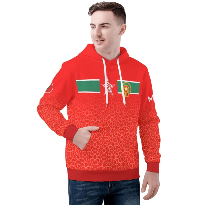 Sweat à capuche Maillot Maroc Gold Rouge Mosaïque TFTMOROCCO