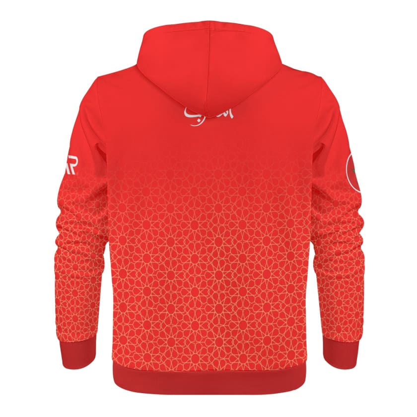 Sweat à capuche Maillot Maroc Gold Rouge Mosaïque TFTMOROCCO