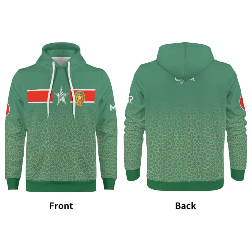 Sweat à capuche Maillot Maroc Gold Vert Mosaïque TFTMOROCCO