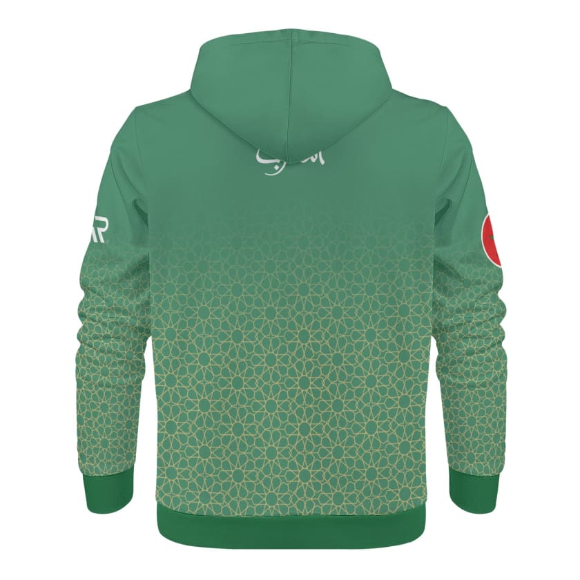 Sweat à capuche Maillot Maroc Gold Vert Mosaïque TFTMOROCCO