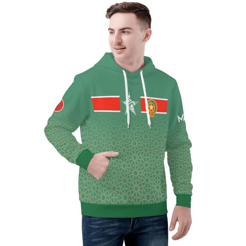 Sweat à capuche Maillot Maroc Gold Vert Mosaïque TFTMOROCCO