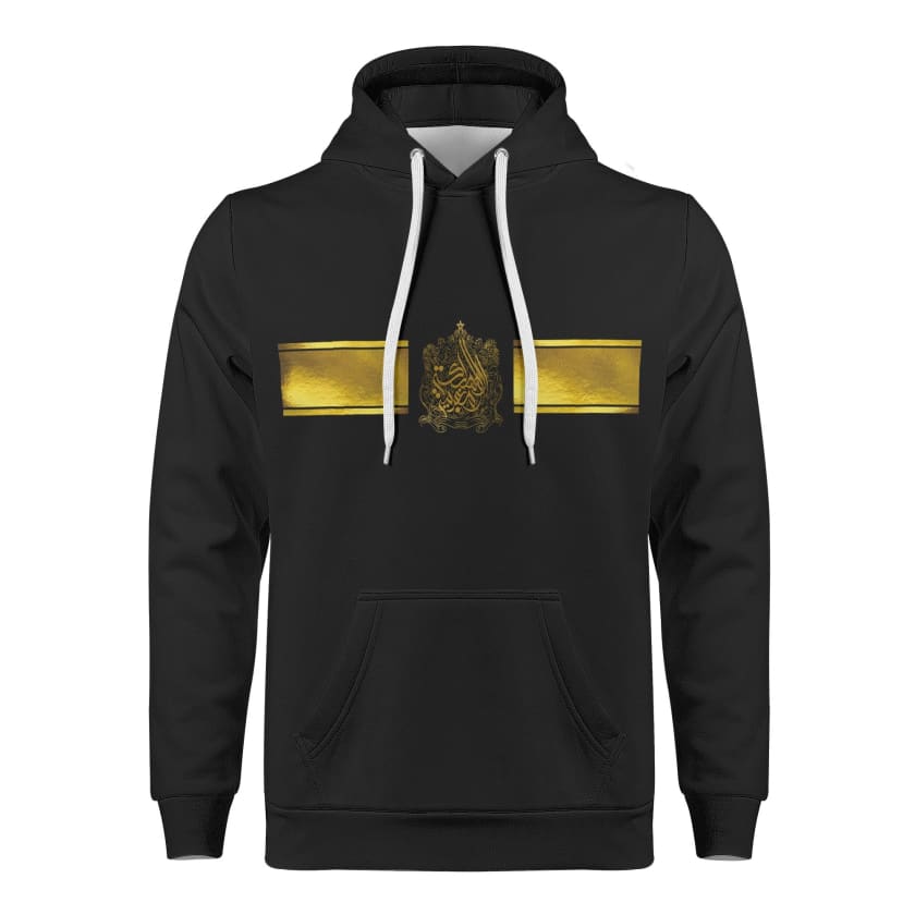 Sweat à capuche Maillot Maroc Noir emblème bande doré