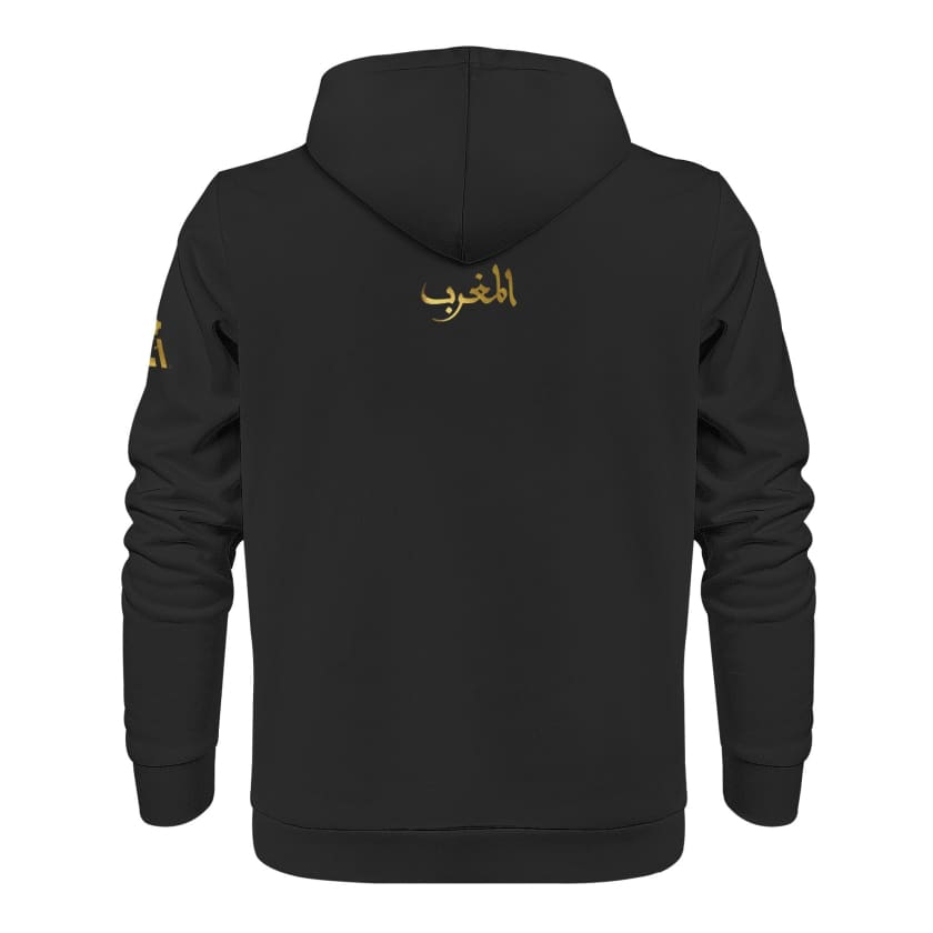 Sweat à capuche Maillot Maroc Noir M bande doré unisexe
