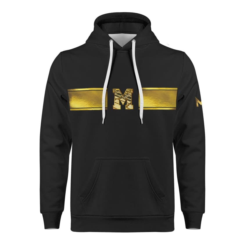 Sweat à capuche Maillot Maroc Noir M bande doré unisexe