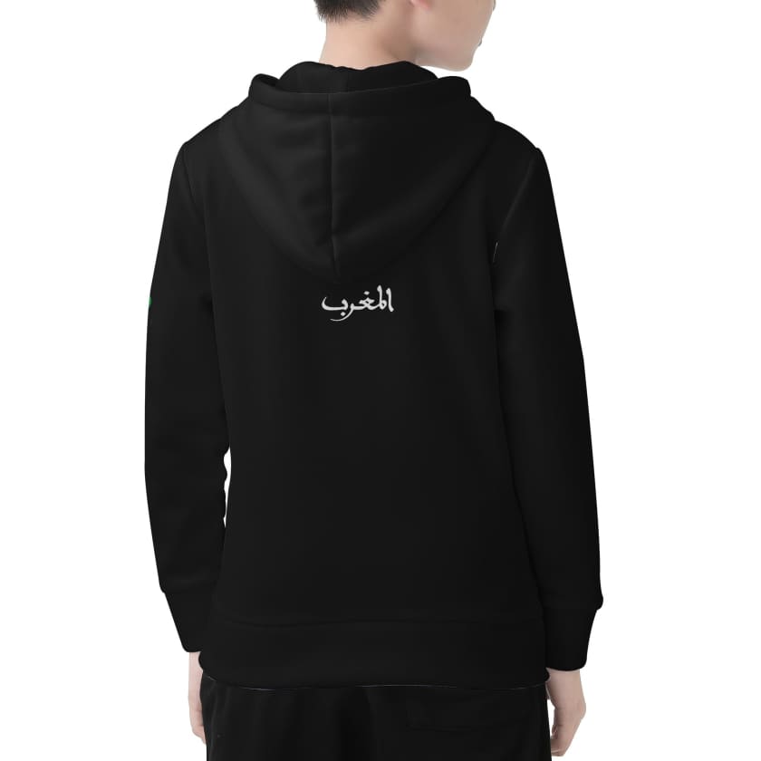 Sweat à capuche Maillot Maroc Noir M212 bande rouge Enfant