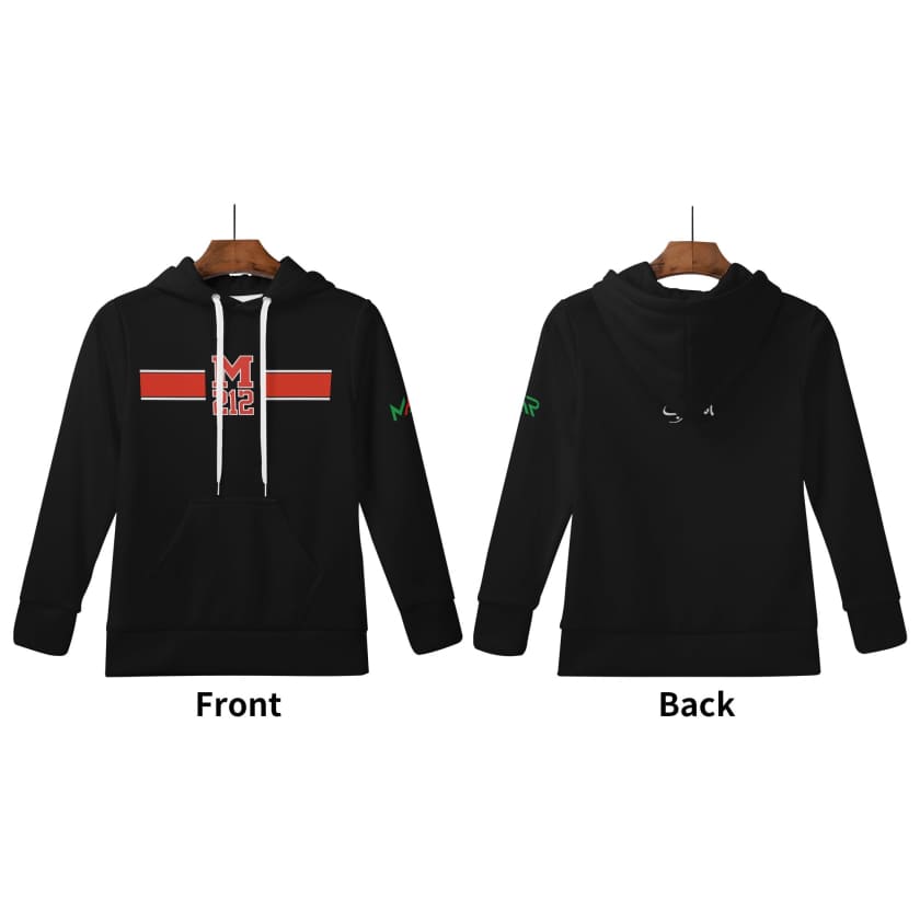 Sweat à capuche Maillot Maroc Noir M212 bande rouge Enfant