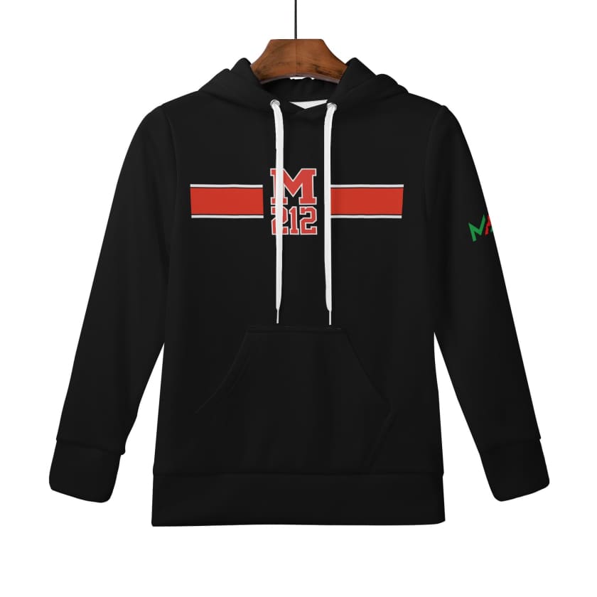 Sweat à capuche Maillot Maroc Noir M212 bande rouge Enfant