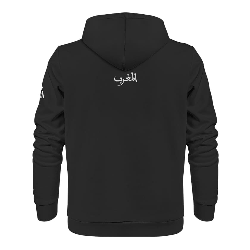 Sweat à capuche Maillot Maroc Noir M212 bande rouge unisexe