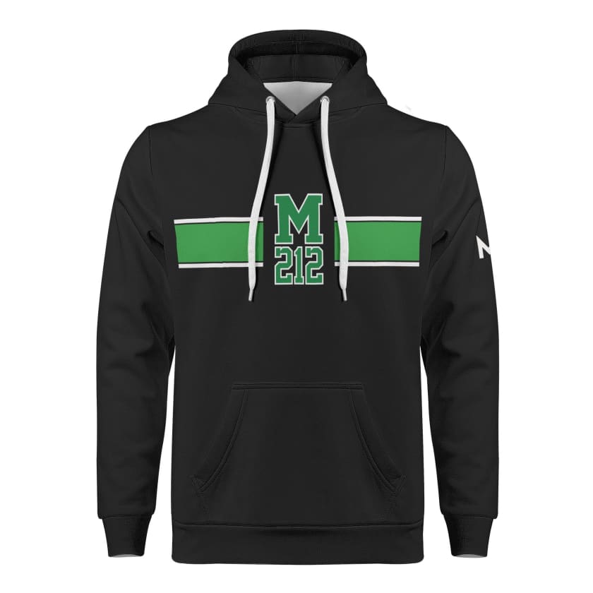 Sweat à capuche Maillot Maroc Noir M212 bande verte unisexe