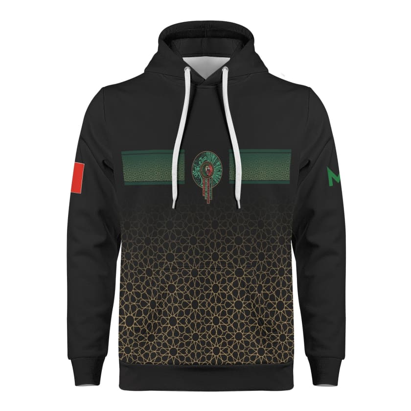 Sweat à capuche Maillot Maroc Noir supporter Luxe Dima