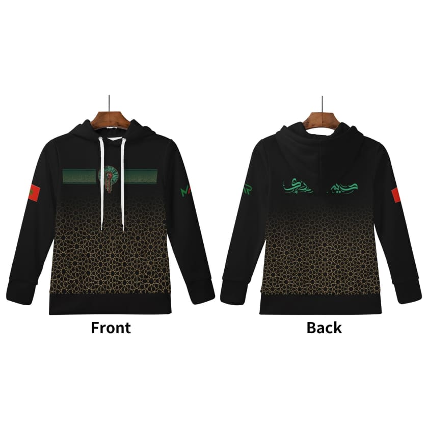 Sweat à capuche Maillot Maroc Noir supporter Luxe enfant