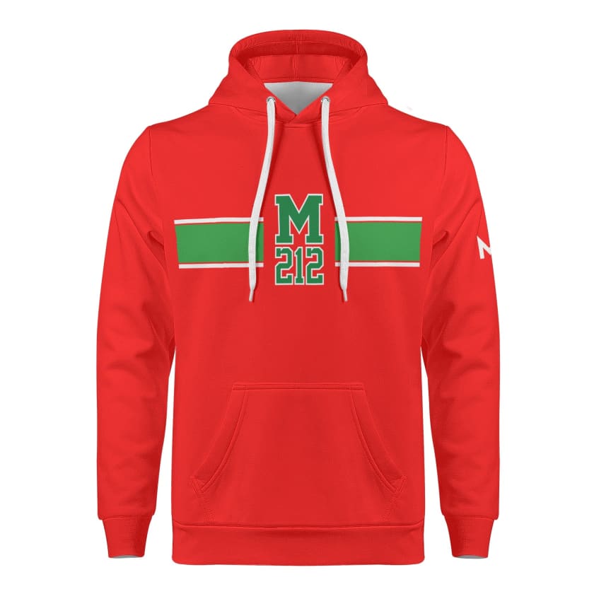 Sweat à capuche Maillot Maroc Rouge bande verte unisexe