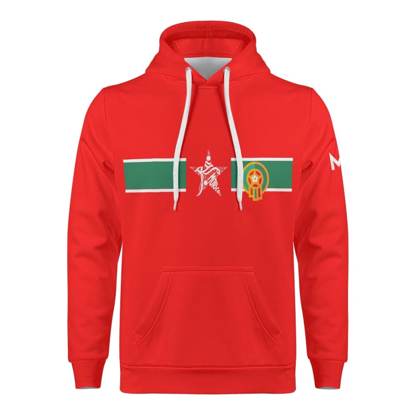 Sweat à capuche Maillot Maroc rouge personnalisation prénom