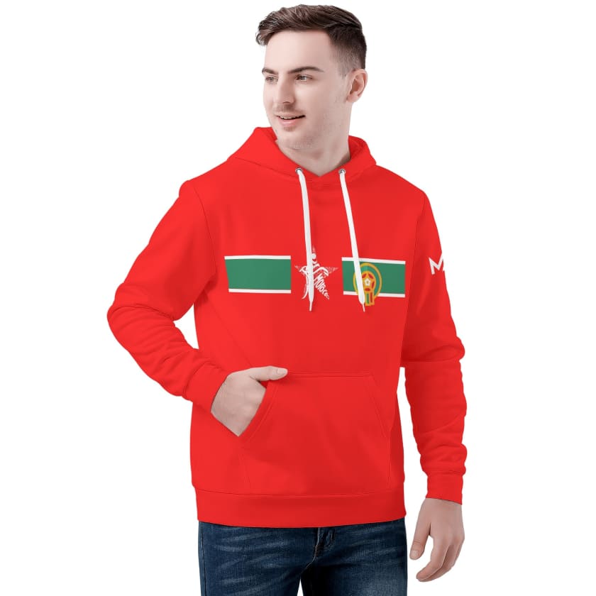 Sweat à capuche Maillot Maroc rouge personnalisation prénom