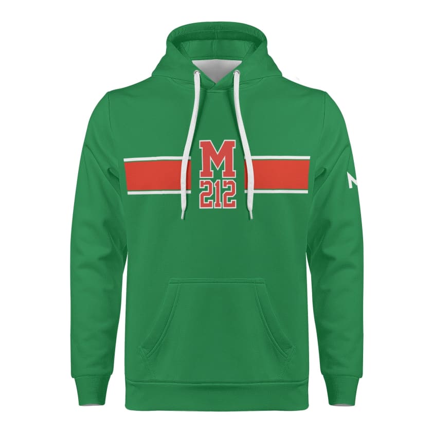 Sweat à capuche Maillot Maroc Vert bande rouge unisexe