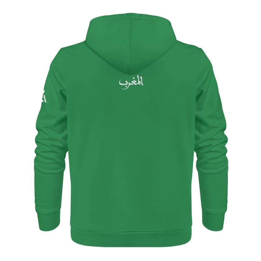 Sweat à capuche Maillot Maroc Vert bande rouge unisexe