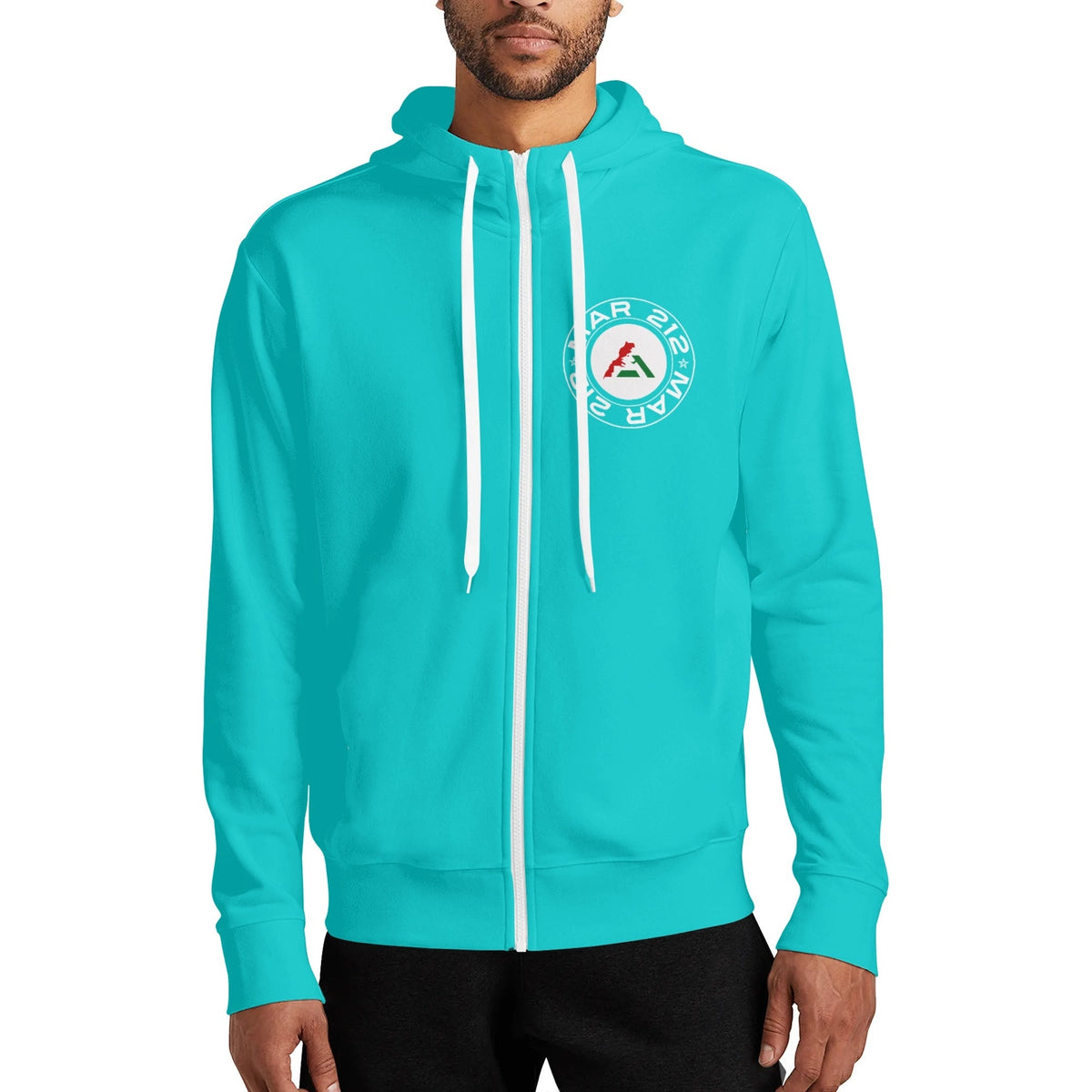 Sweat à capuche MAR à col roulé Streetwear Bleu