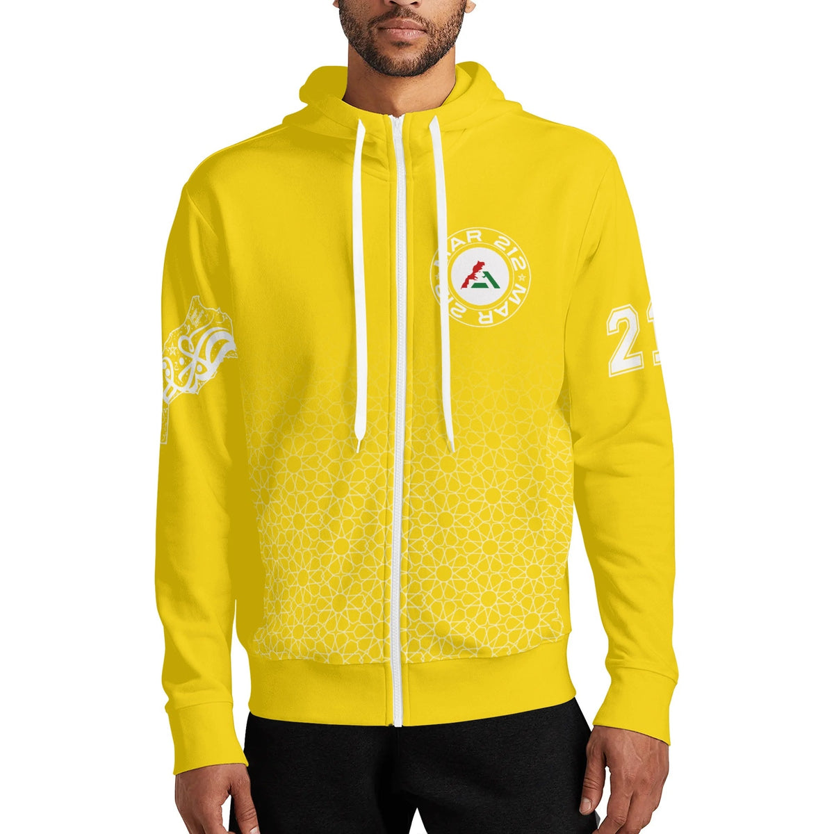 Sweat à capuche MAR à col roulé Streetwear Jaune