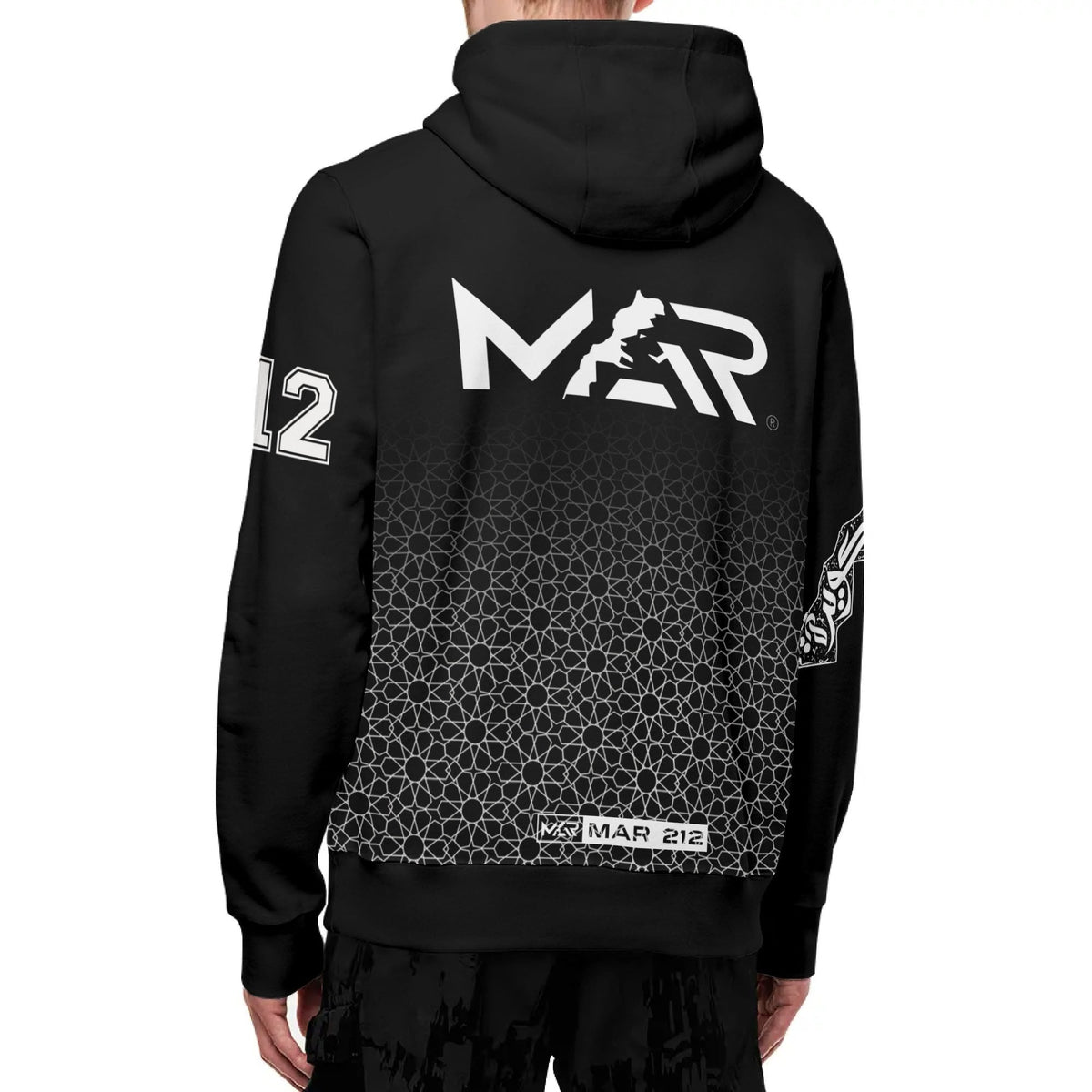 Sweat à capuche MAR à col roulé Streetwear noir