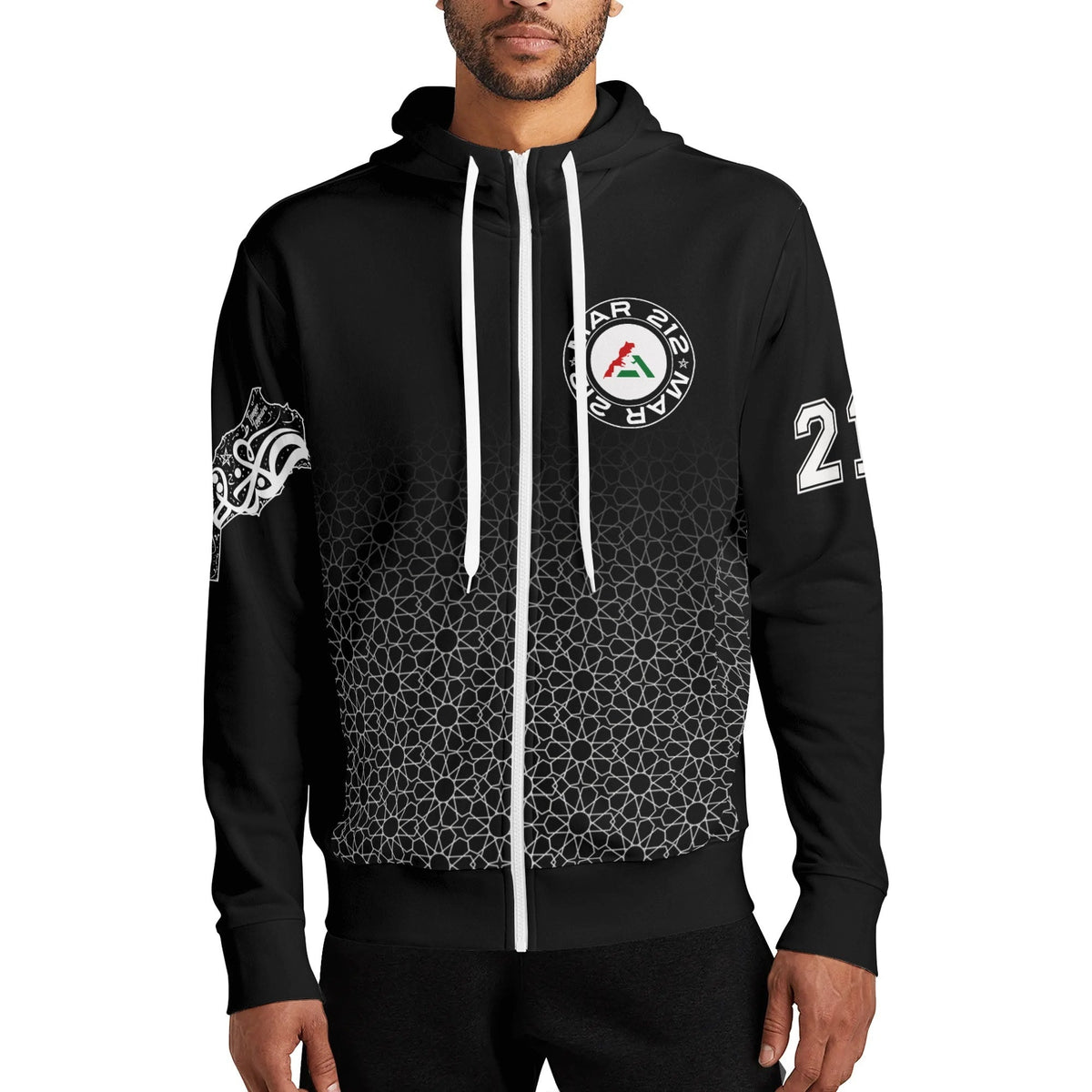 Sweat à capuche MAR à col roulé Streetwear noir