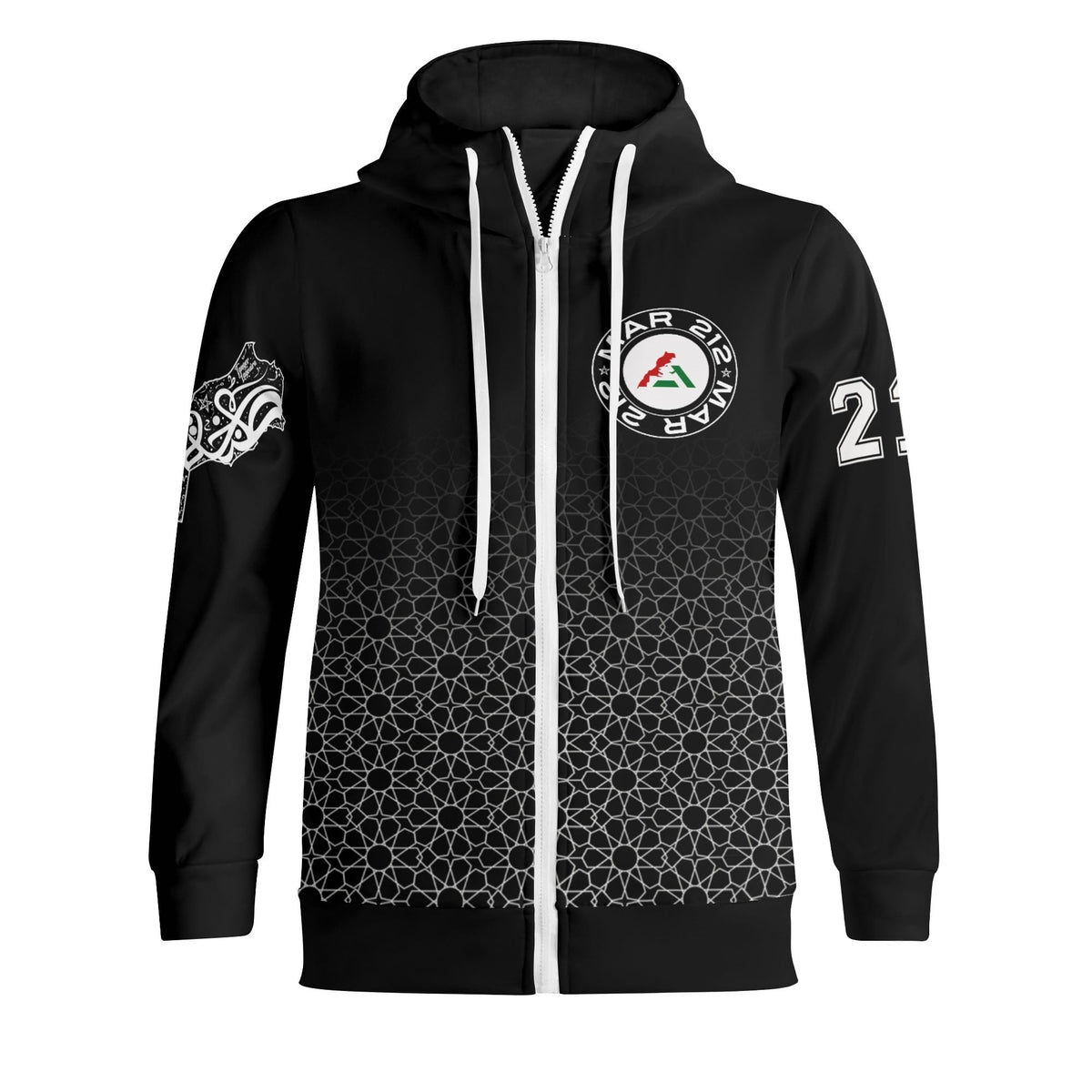 Sweat à capuche MAR à col roulé Streetwear noir