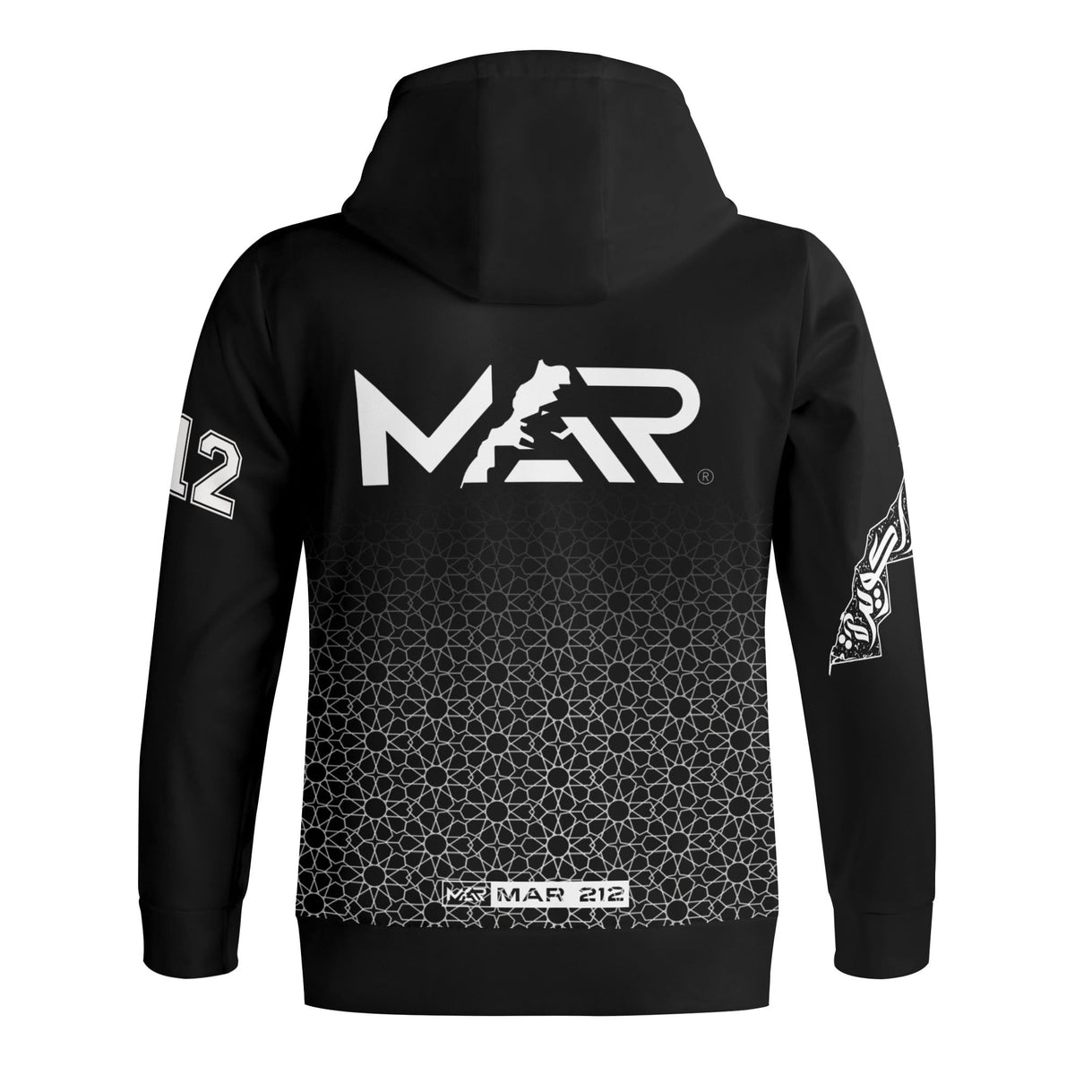 Sweat à capuche MAR à col roulé Streetwear noir