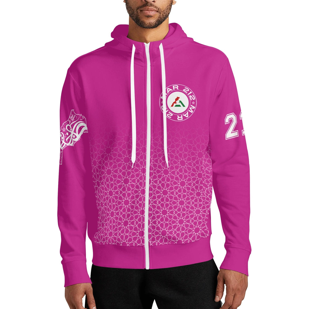 Sweat à capuche MAR à col roulé Streetwear Rose
