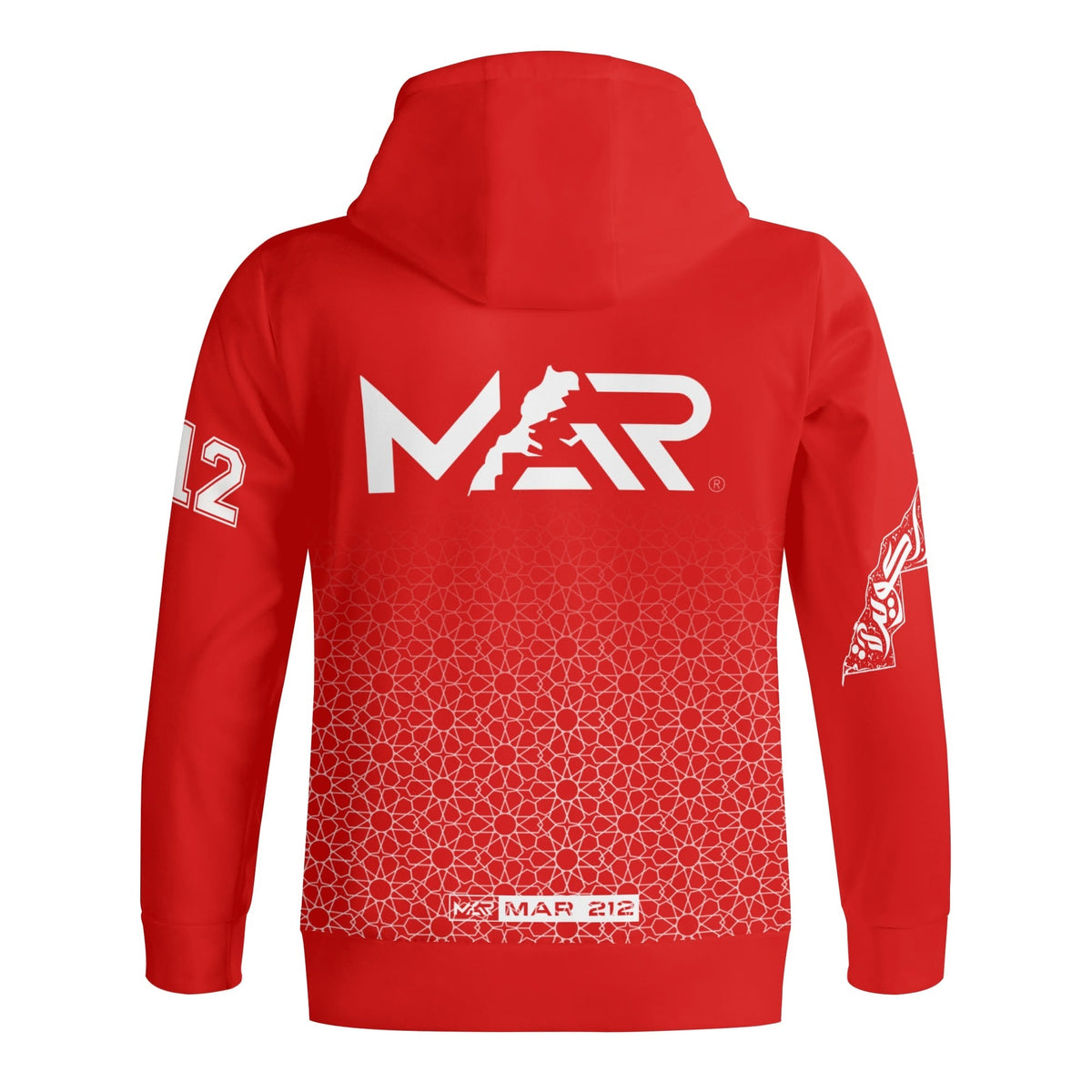 Sweat à capuche MAR à col roulé Streetwear rouge