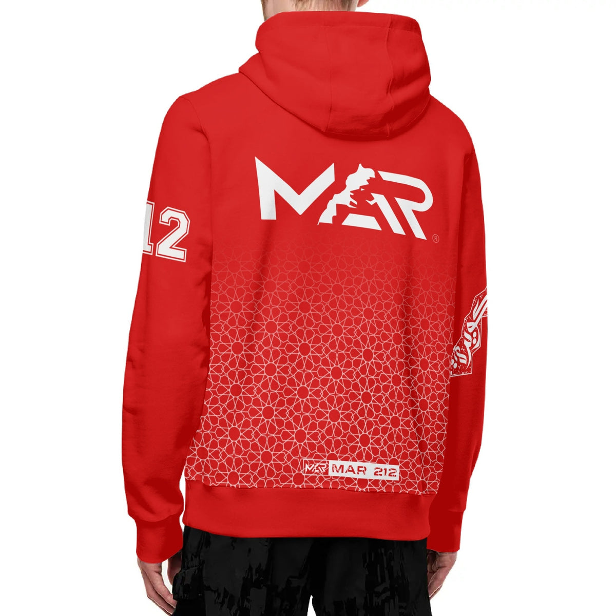 Sweat à capuche MAR à col roulé Streetwear rouge
