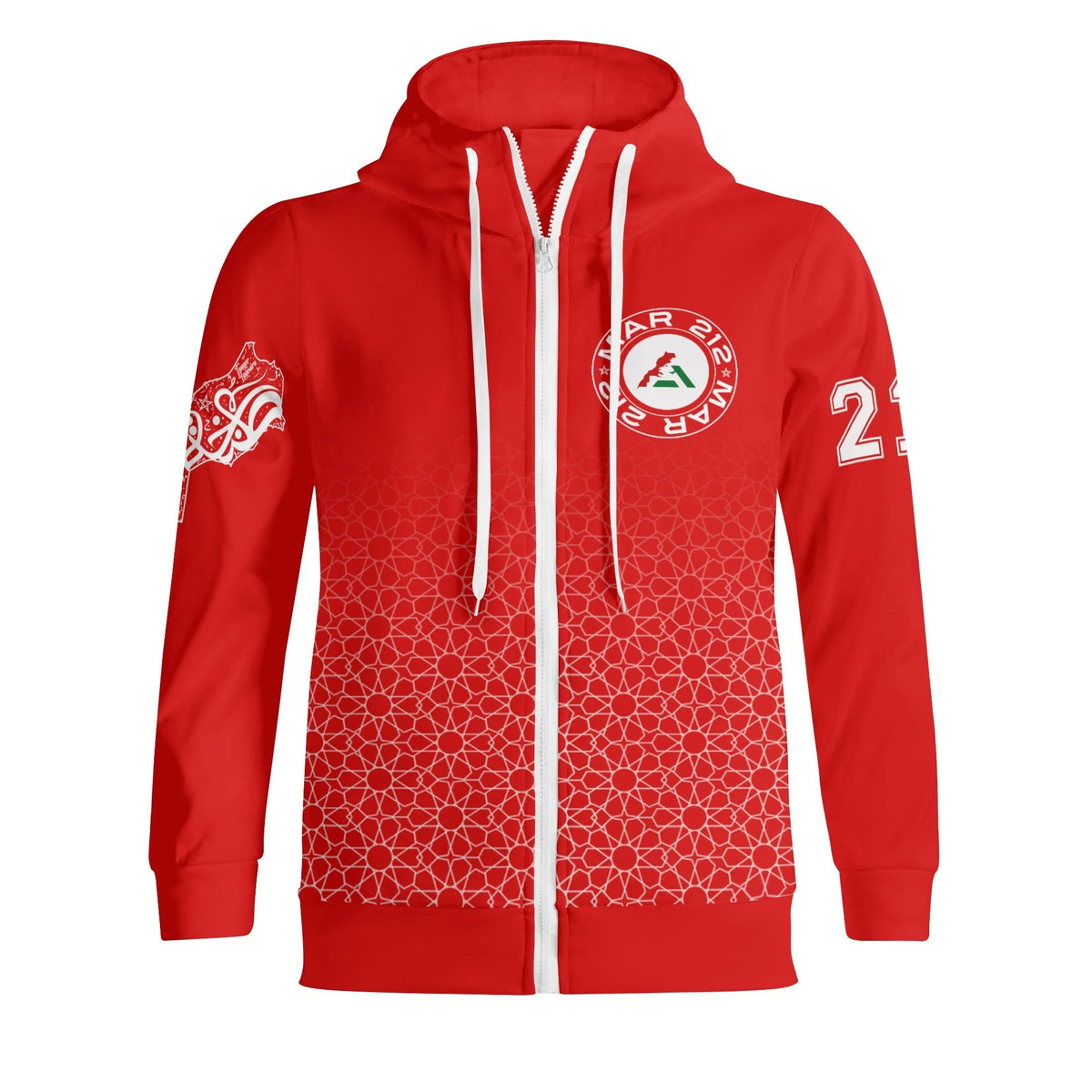 Sweat à capuche MAR à col roulé Streetwear rouge