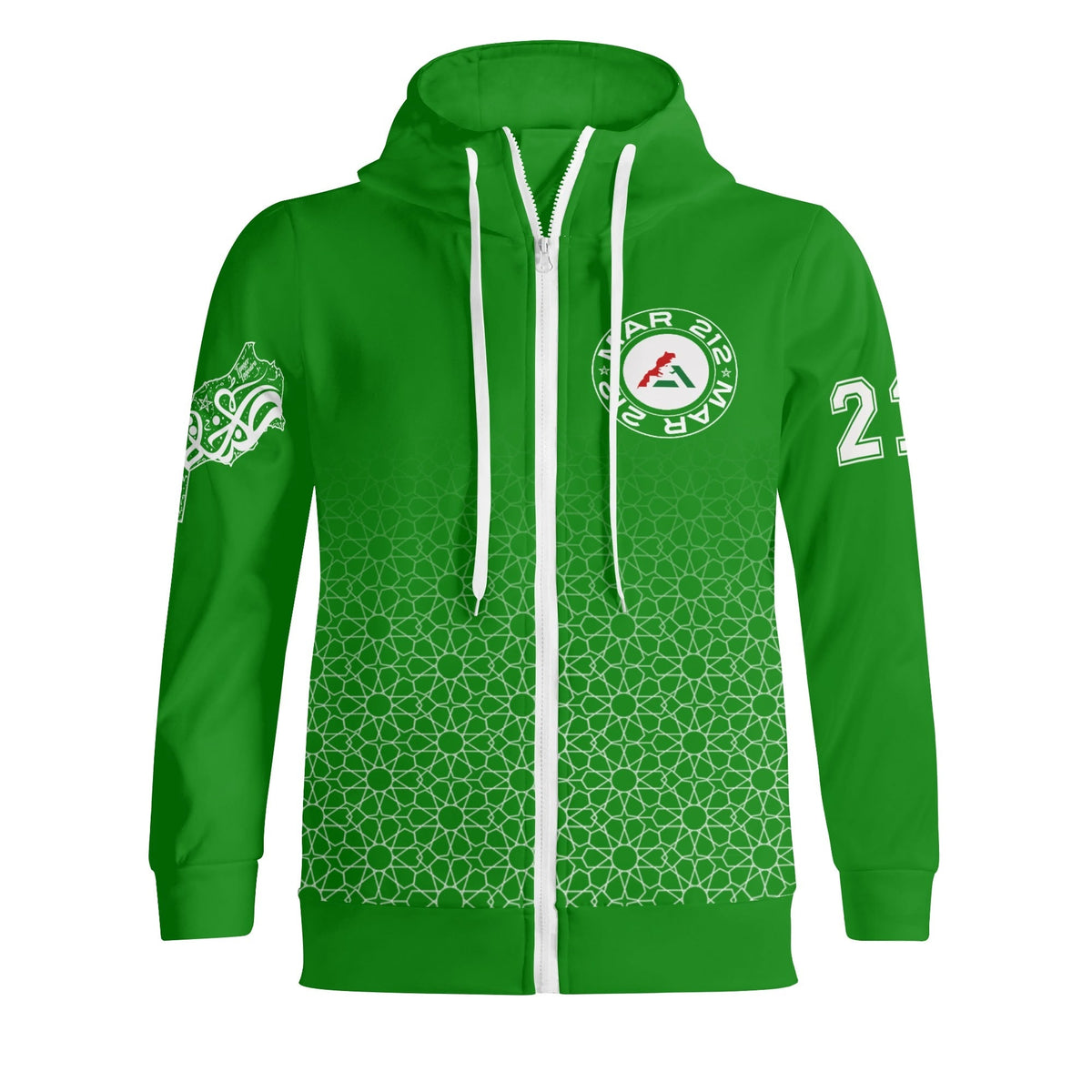 Sweat à capuche MAR à col roulé Streetwear vert