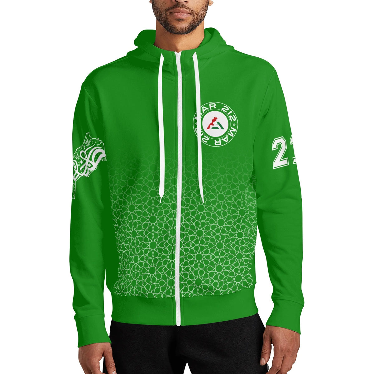 Sweat à capuche MAR à col roulé Streetwear vert